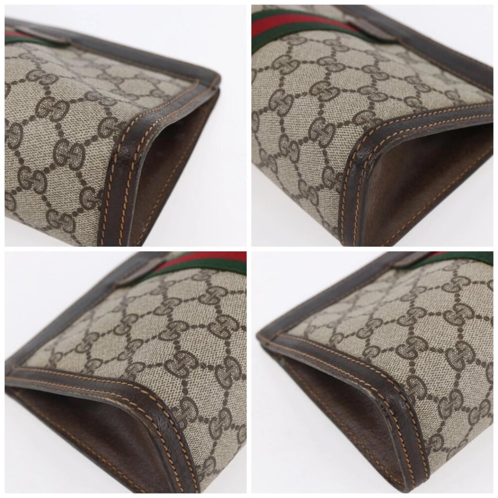 GUCCI GG Supreme Web Sherry Line Bag PVC Beige Gold 41 014 2125 23 Auth BA7795 - Picture 14 of 16